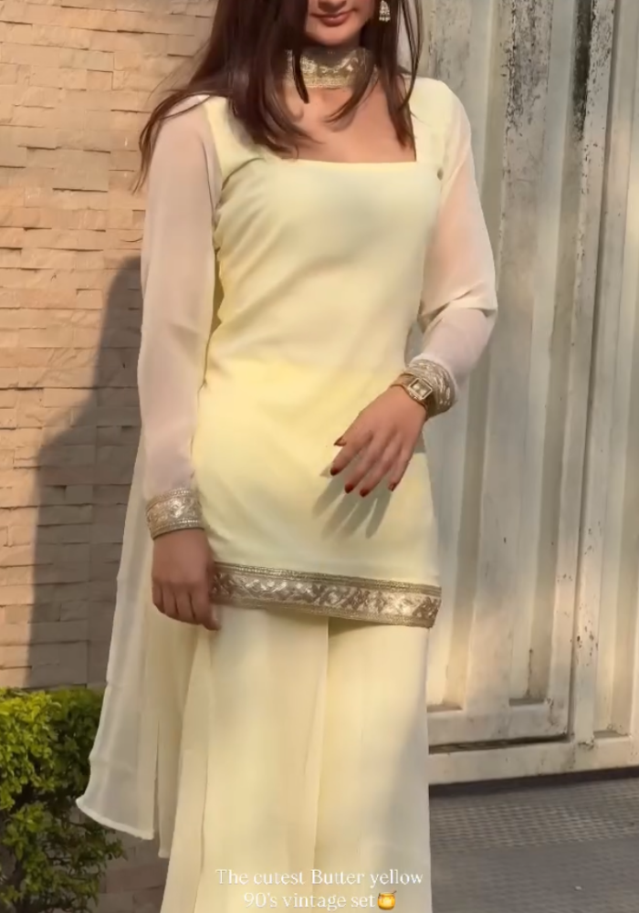 Butter Bloom 90's Vintage  georgette kurti pant dupatta Set