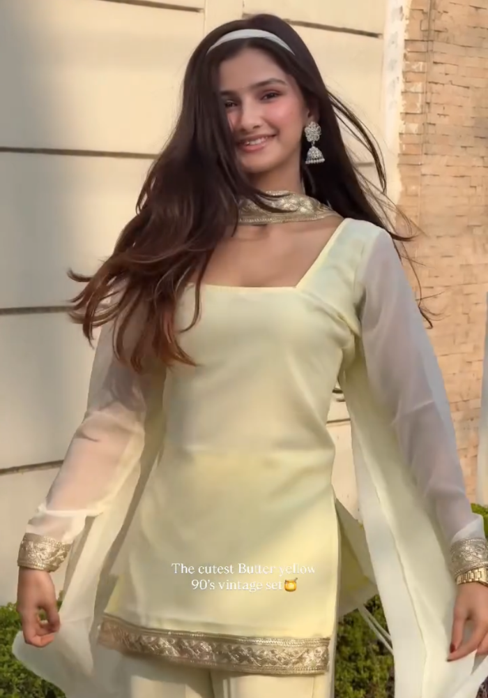 Butter Bloom 90's Vintage  georgette kurti pant dupatta Set
