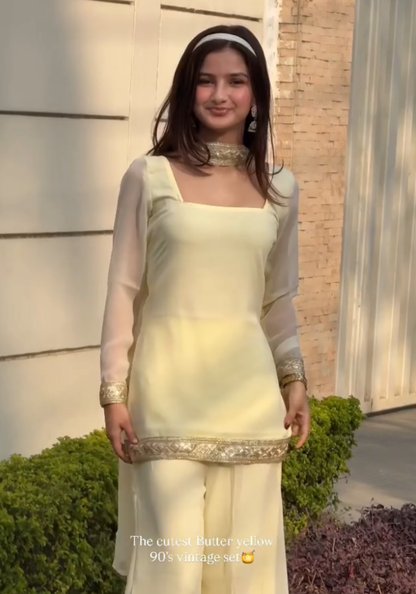 Butter Bloom 90's Vintage  georgette kurti pant dupatta Set